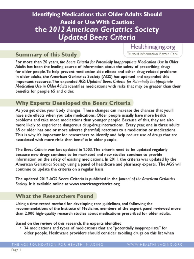 Beers Criteria Public Translation Drugs Acting On The Nervous System Medical Treatments