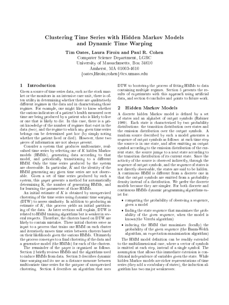Clustering Time Series With Hidden Markov Models and Dynamic Time ...