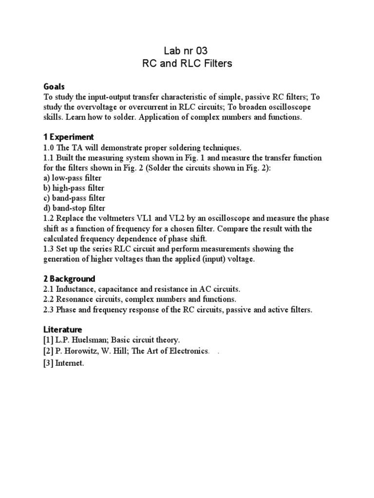 RLC and RC Filter Characteristics Lab | PDF | Science & Mathematics ...