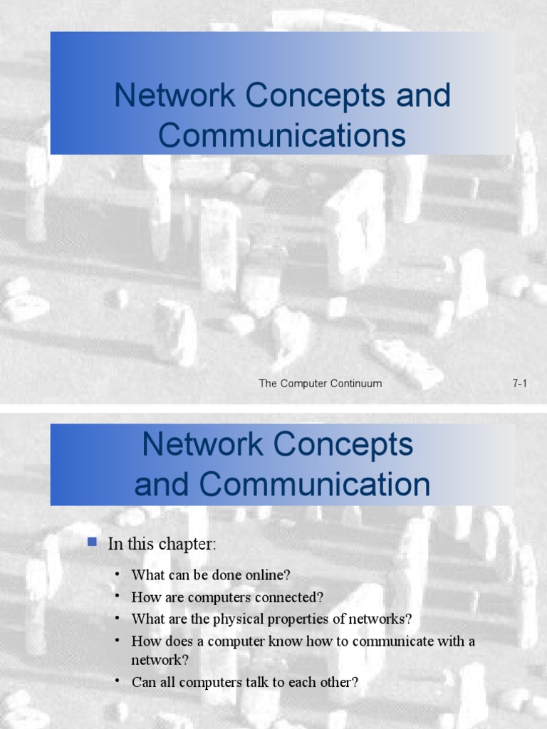 Network Concepts and Communications: The Computer Continuum 7-1 ...