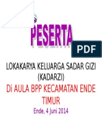 Lokakarya Keluarga Sadar Gizi (Kadarzi) : Di Aula BPP Kecamatan Ende Timur