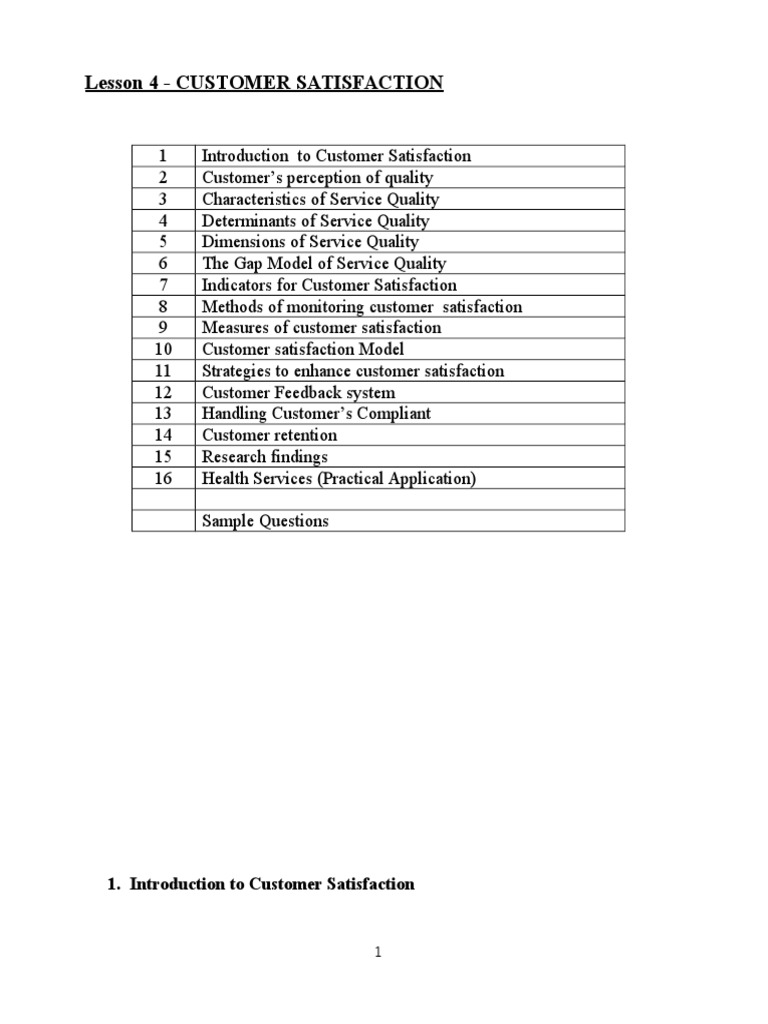 Lesson 4 - Customer Satisfaction | PDF | Business