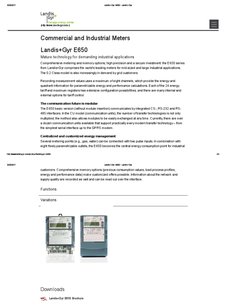 Landis+Gyr E650 Landis+Gyr Modularity General Packet Radio Service