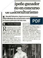 Nota de prensa del SEMANARIO VISTA PREVIA sobre RONALD PALOMINO
