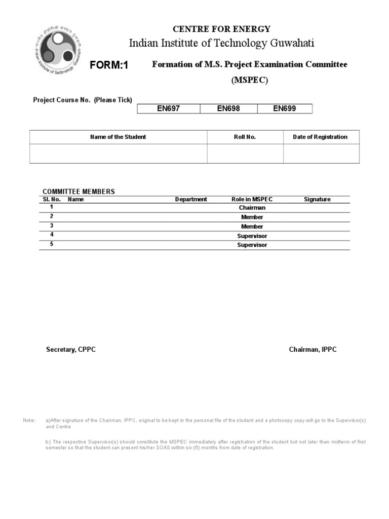 M.S. Project Examination Committee Form | PDF