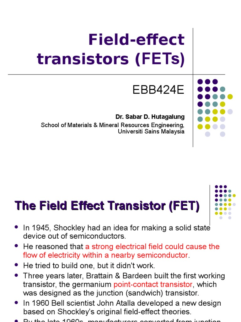 Understanding Field Effect Transistors | PDF | Field Effect Transistor ...