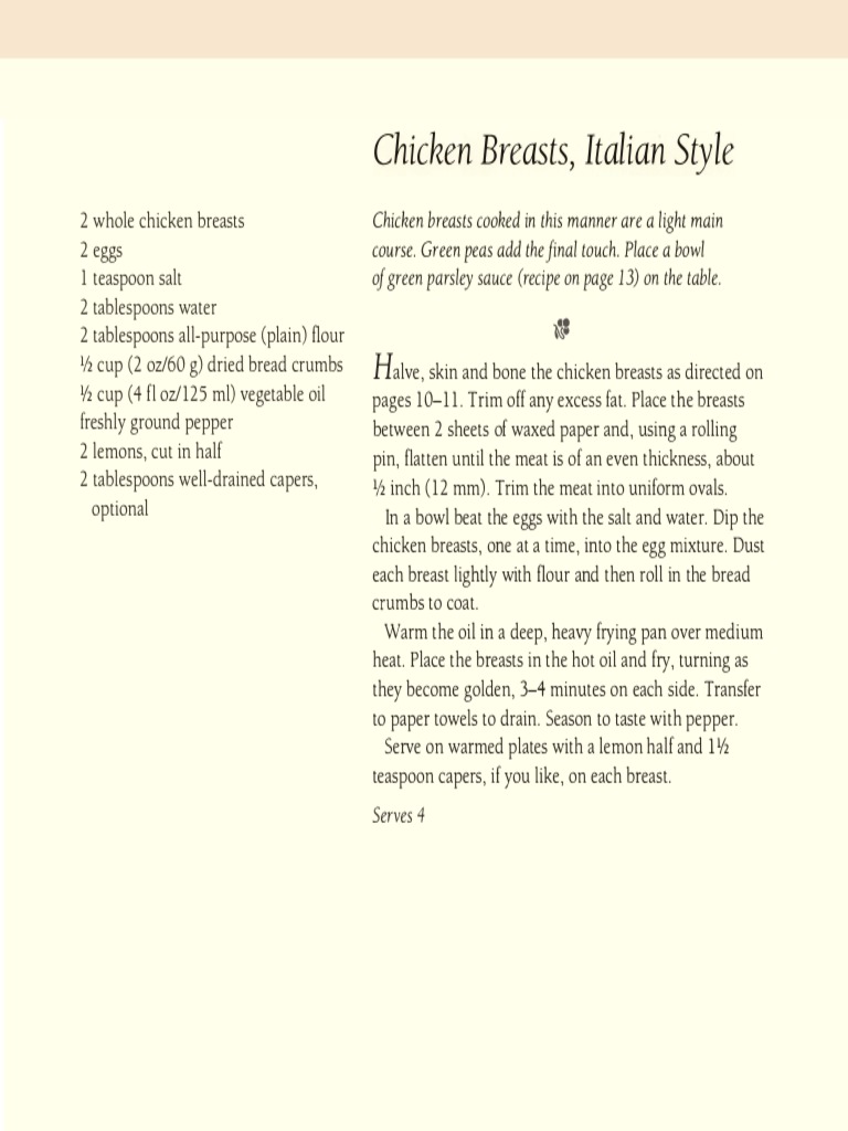 Chicken Breasts, Italian Style PDF