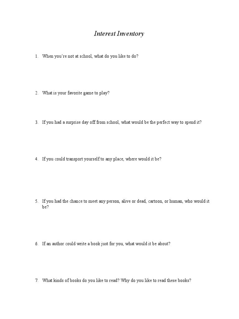 Interest Inventory Formal | PDF