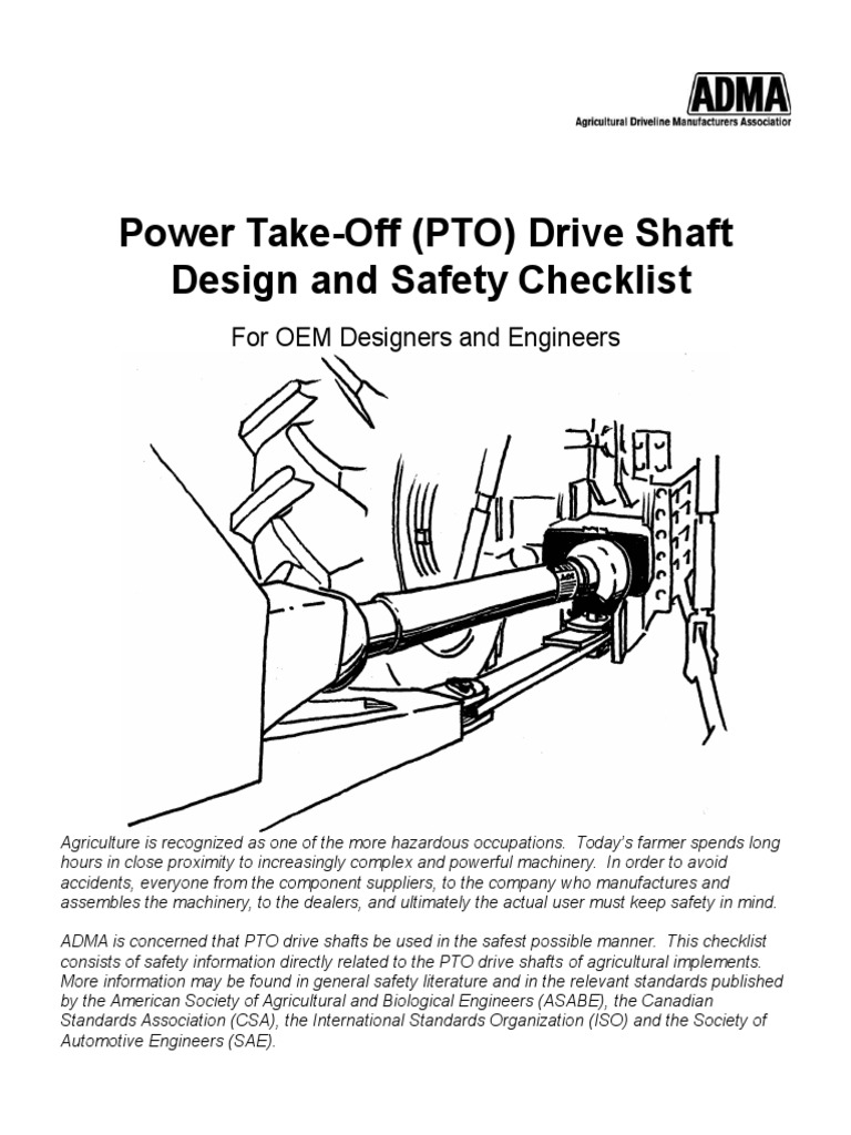 PTO Drive Shaft Safety Checklist | PDF | Tractor | Machines