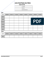 University of Central Punjab, Lahore, Pakistan: Student Time Table