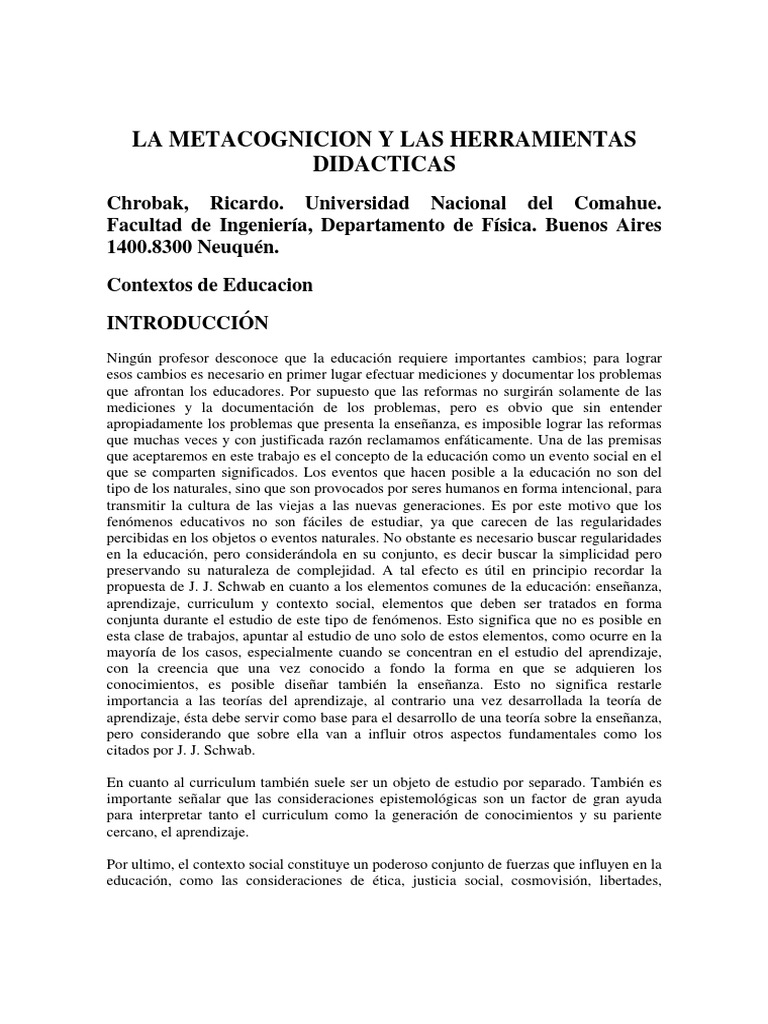Metacognición en Educación Infantil | PDF | Teoria de la mente ...