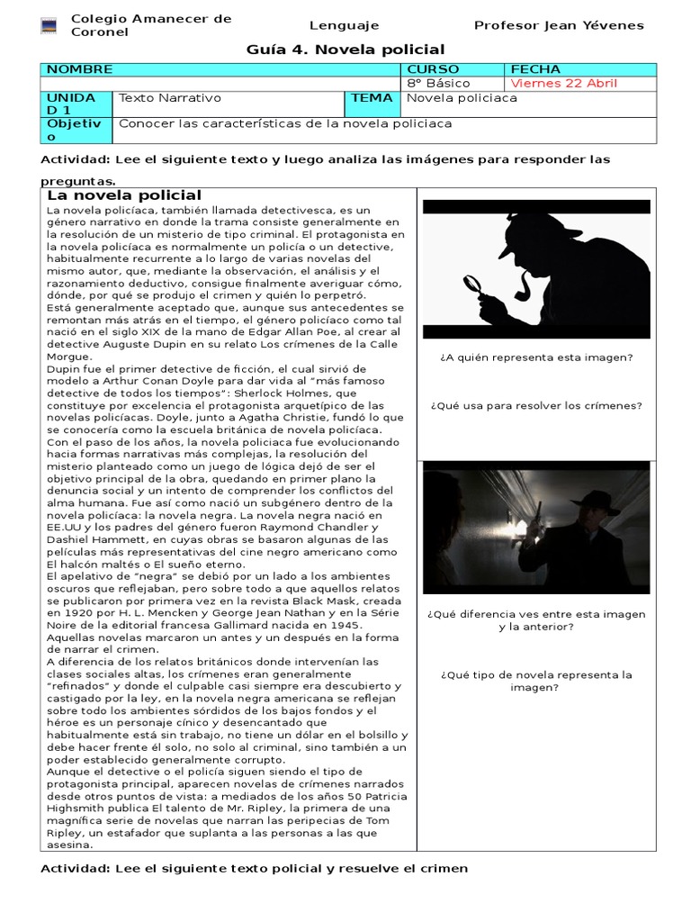 8b 105 Guia 4 Novela Policial C Auguste Dupin La Novela Policiaca