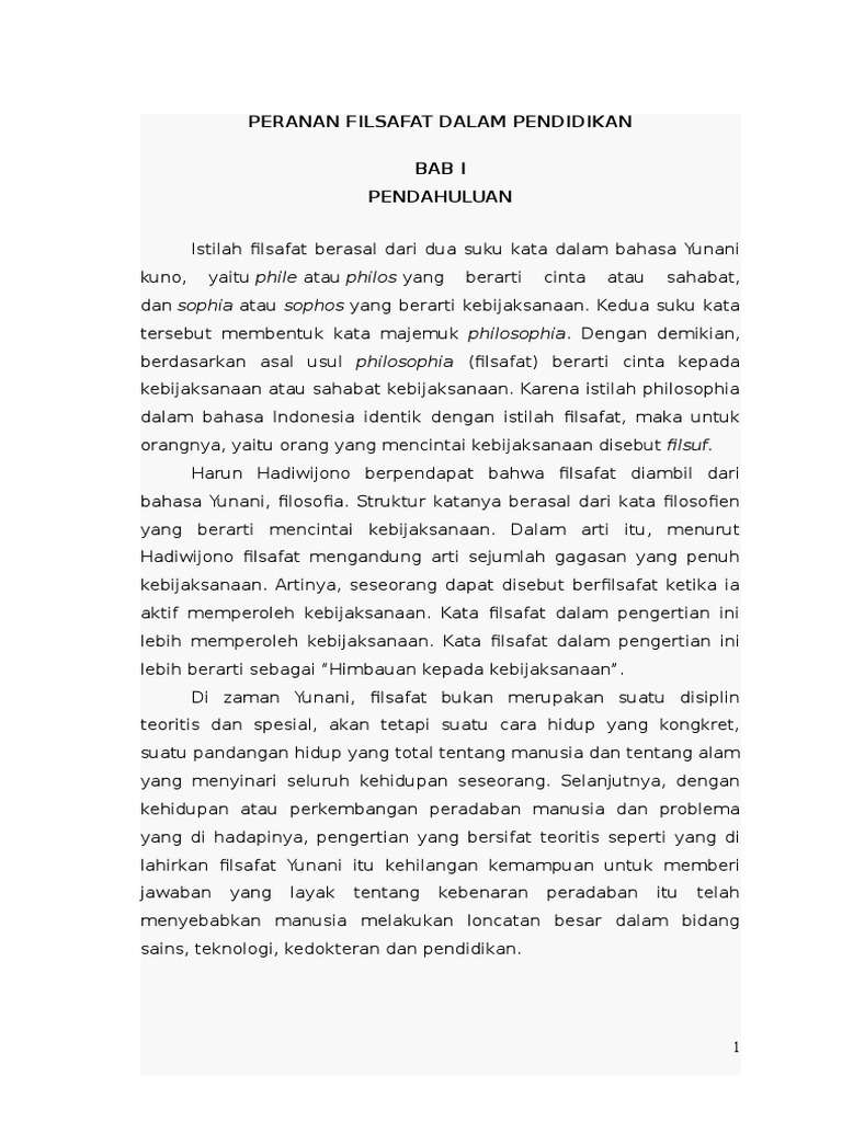 Makalah Peranan Filsafat Dalam Pendidikan