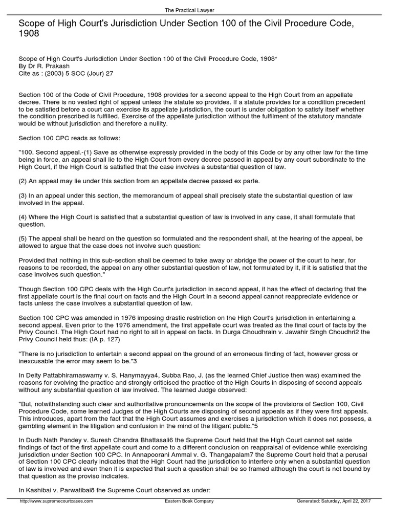 Substantial Question of Law Material PDF Supreme Courts High