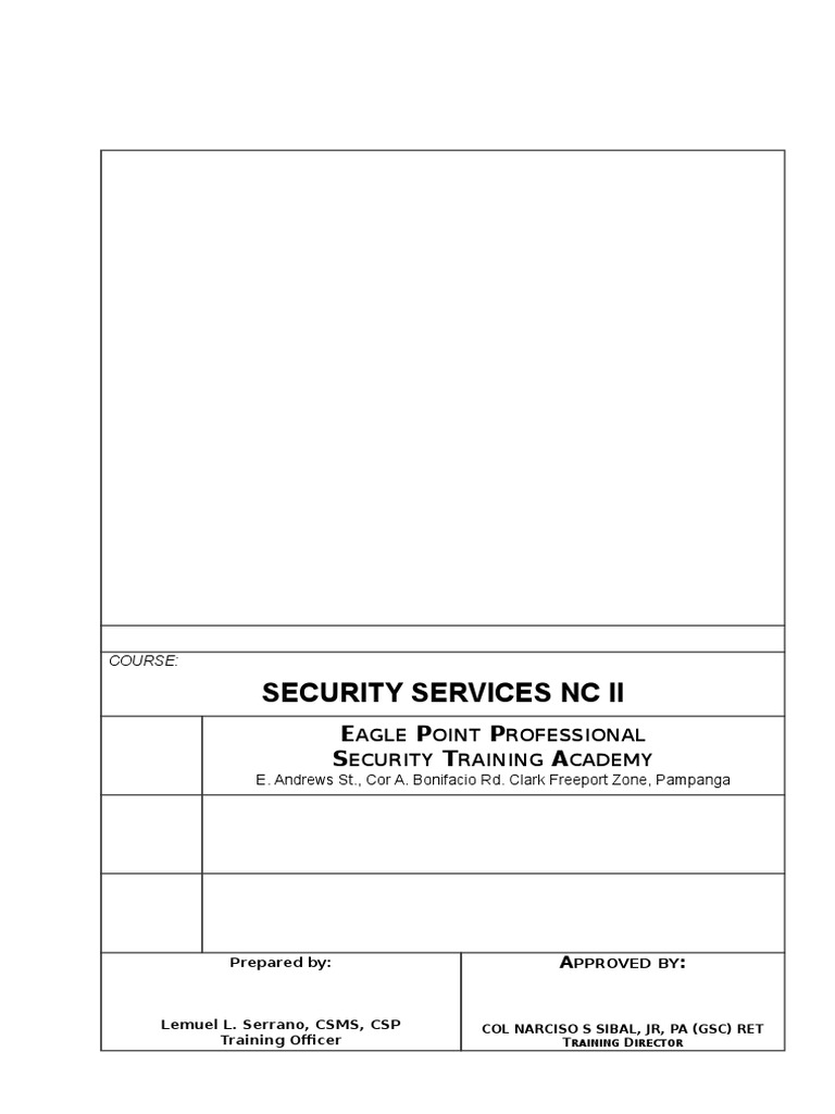 CBC Security Services NC II | PDF | Occupational Safety And Health ...