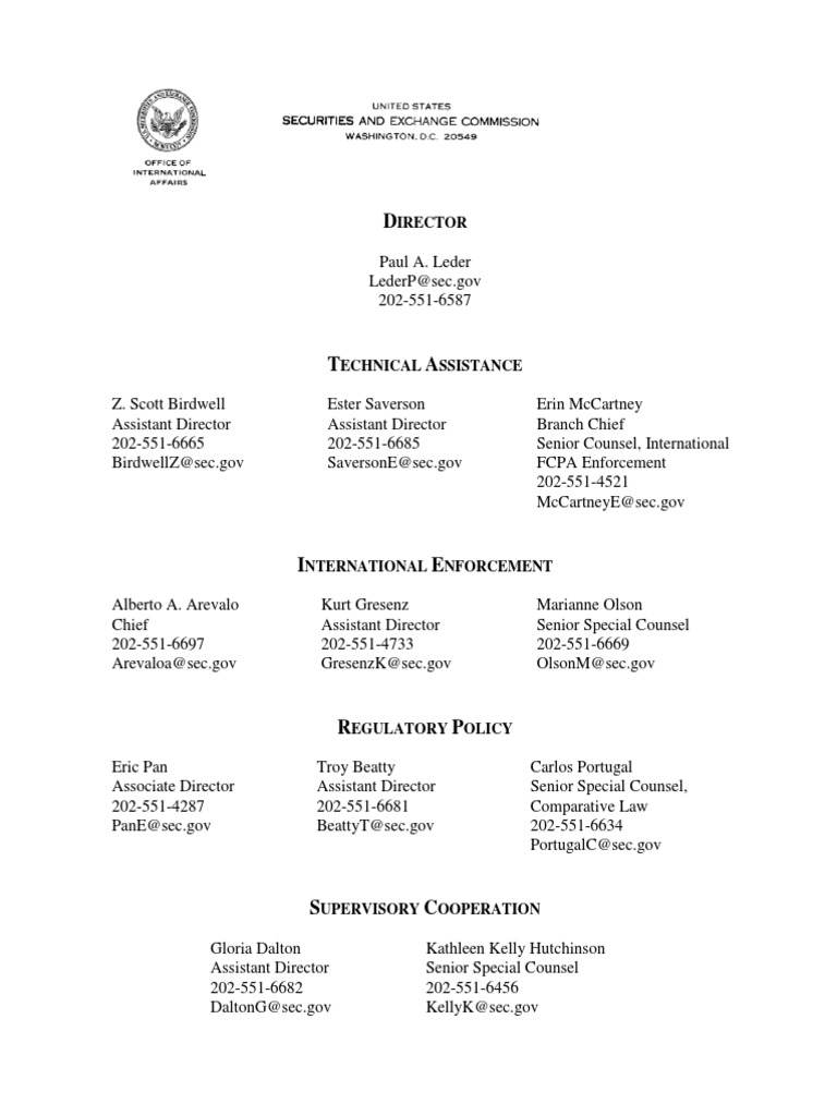 SEC OIA Contact Information List | PDF