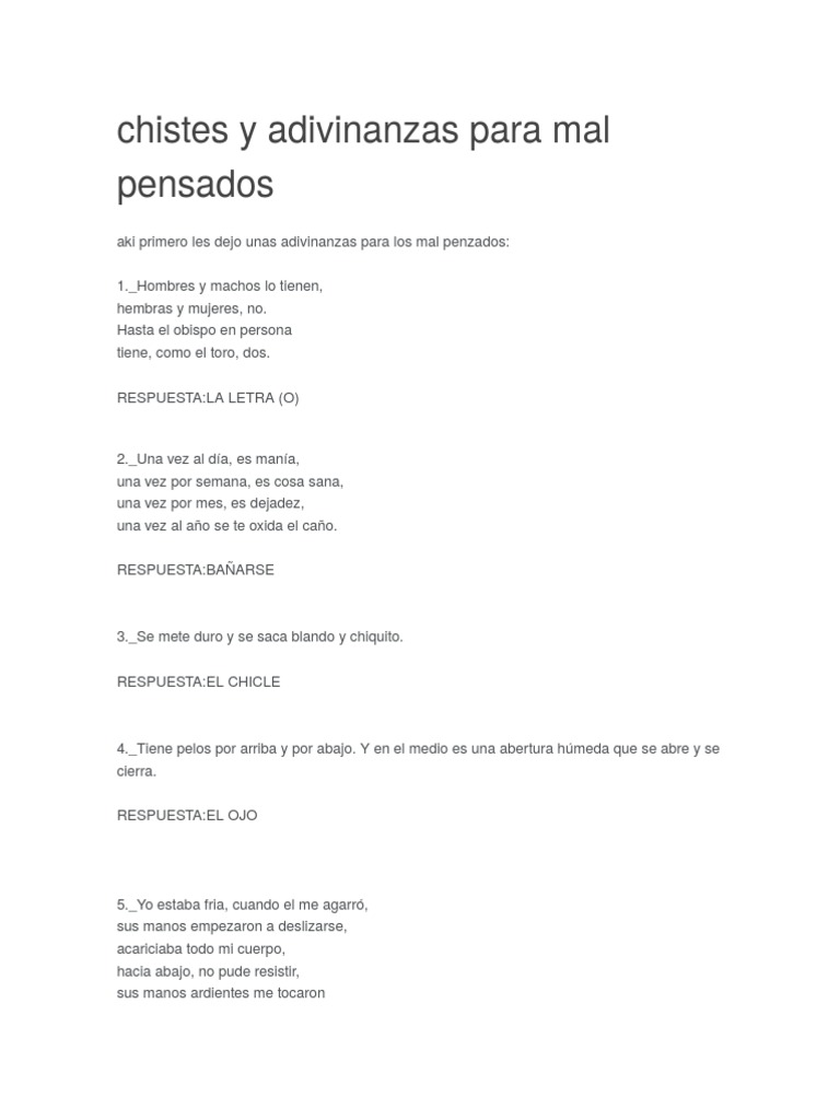 Chistes y Adivinanzas para Mal Pensados | PDF