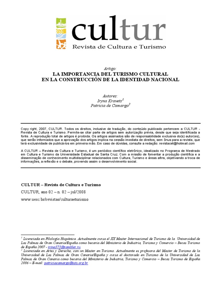 La Importancia Del Turismo Cultural en La Construccion de La Identidad ...