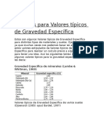 Para Valores Típicos de Gravedad Específica