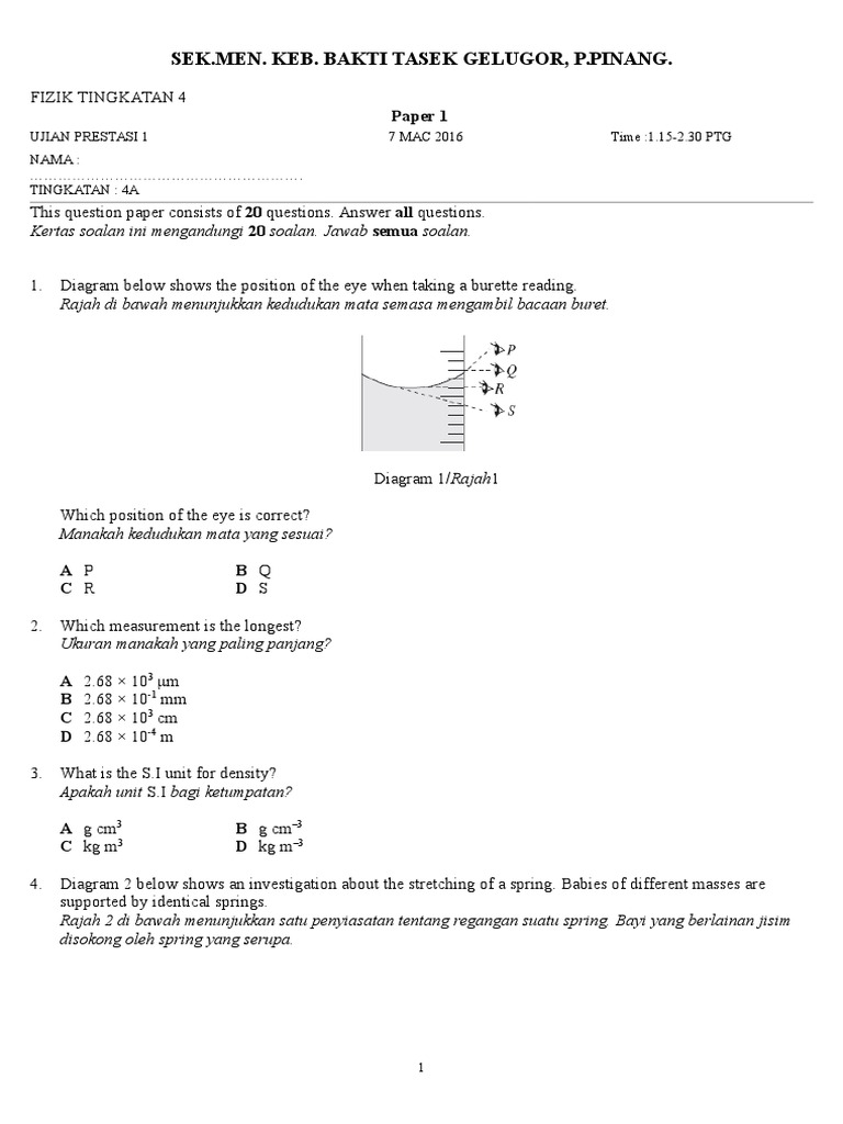 Spm Fizik Tingkatan 4 5 Paper1 20160302093306 Pdf