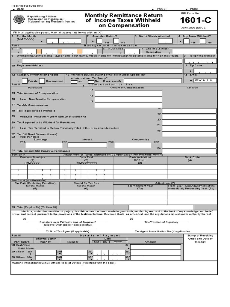 1601 C | PDF | Withholding Tax | Payments
