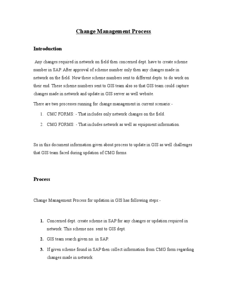 Change Management Process for GIS Updates | PDF