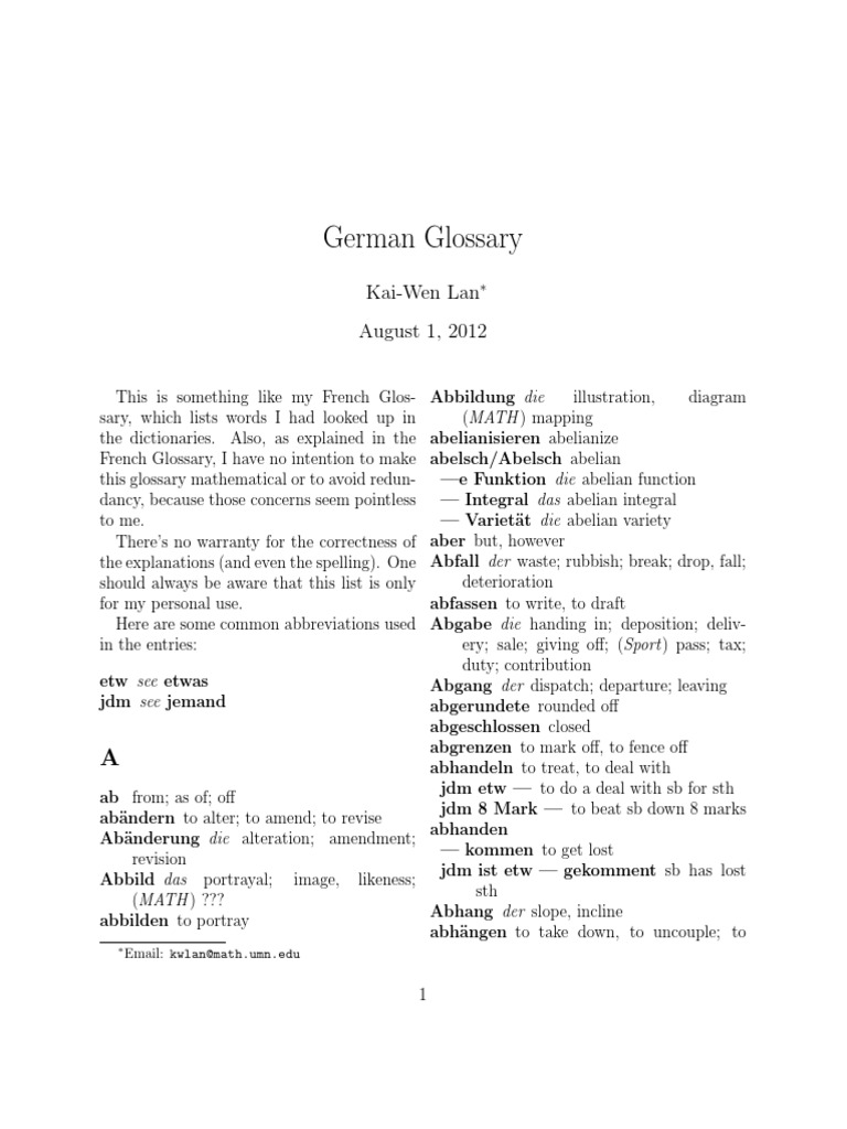 German Math Terms Glossary | PDF | Eigenvalues And Eigenvectors ...