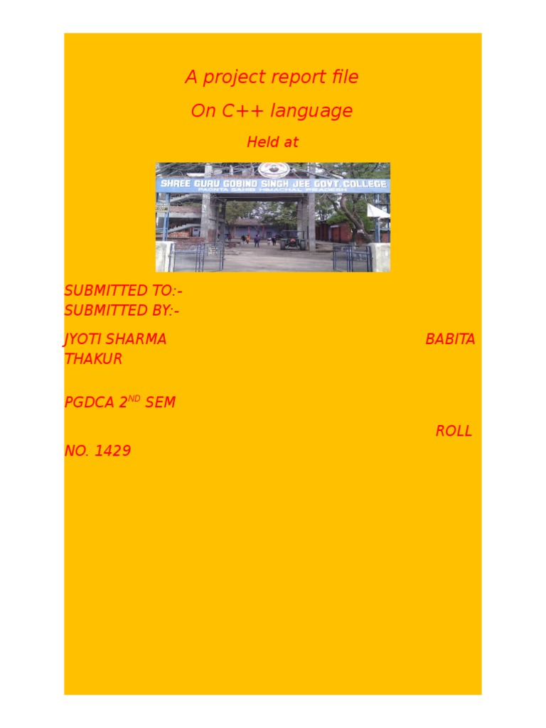 C++ Project Report by Jyoti Sharma | PDF | Computers | Technology ...