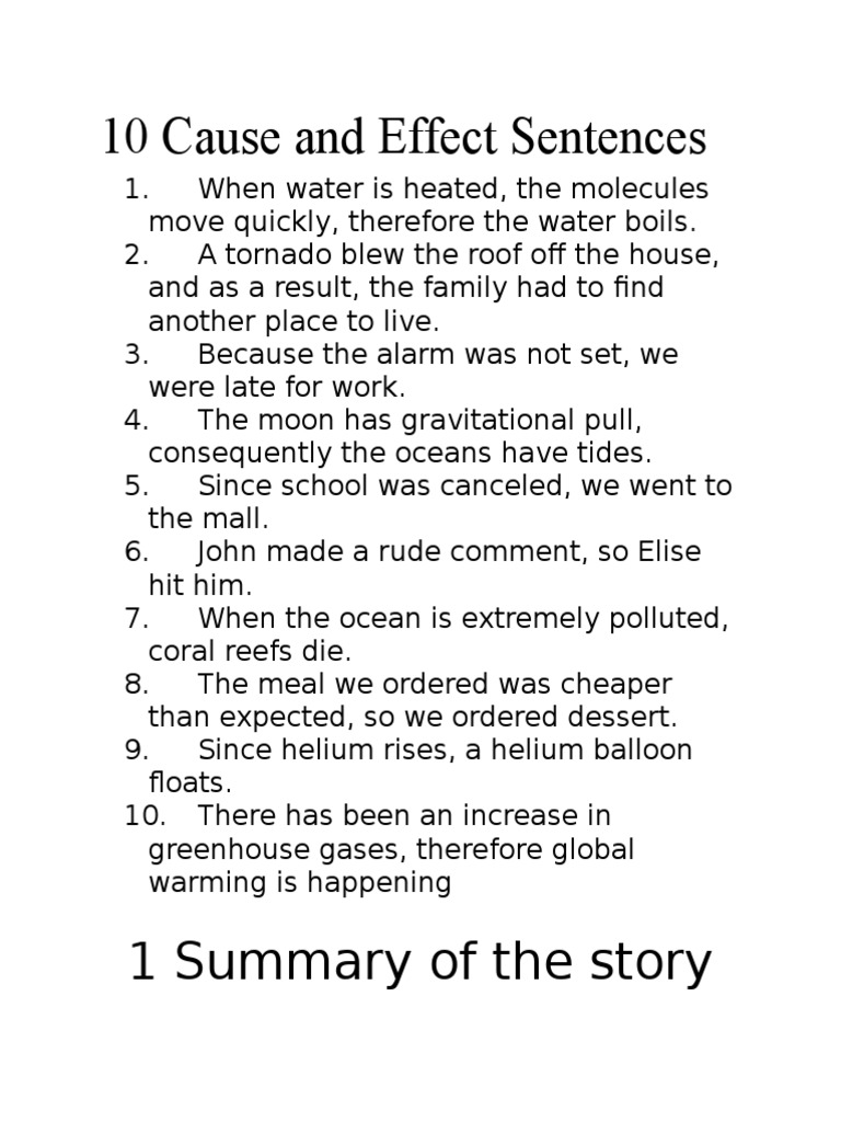 causal sample sentence