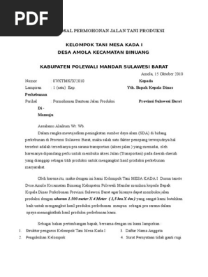 Contoh Proposal Permohonan Jalan Tani Produksi