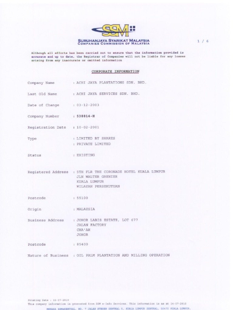 Achi Jaya Plantations Pdf Financial Accounting Malaysia