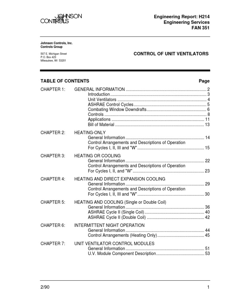 Unit Ventilator Control Systems Guide | PDF | Thermostat | Hvac