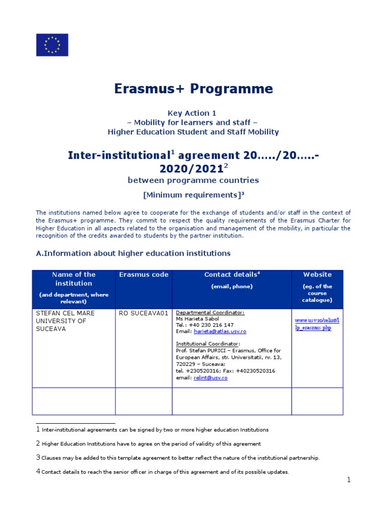 Erasmus + Bilateral Agreement  PDF  Academic Term  Further Intended For erasmus bilateral agreement template