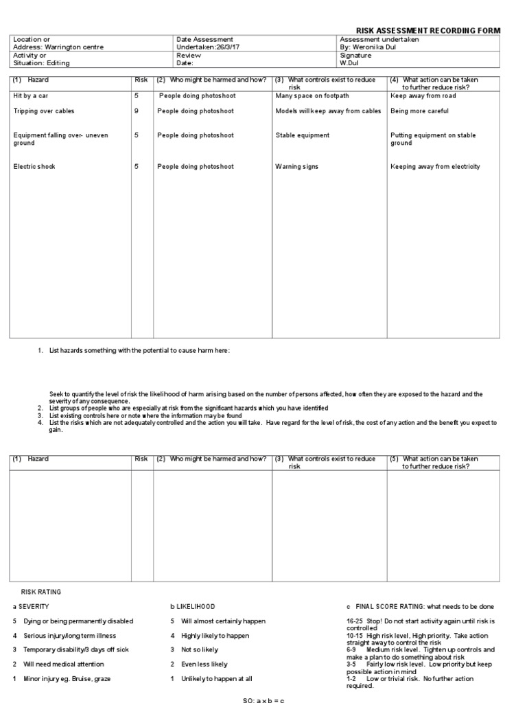 Risk Assesment Photoshoot2 | PDF | Risk Assessment | Risk