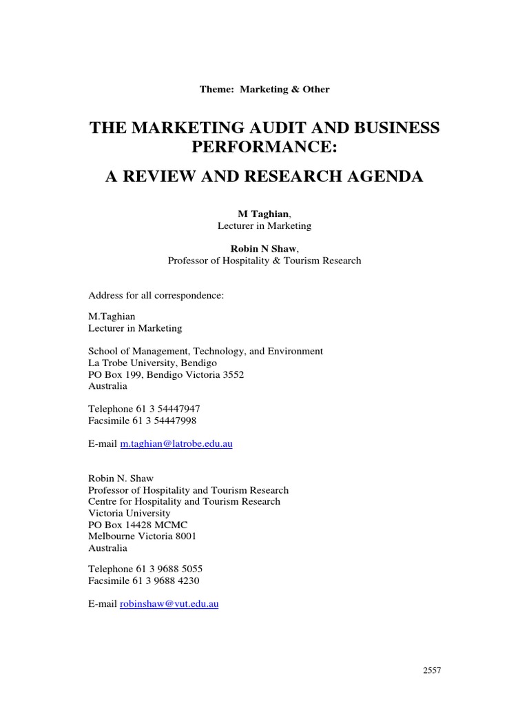 The Marketing Audit and Business PDF | PDF | Audit | Marketing