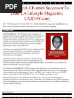 Tim Verbeek Chooses Successor To Lead LA Lifestyle Magazine, LA2DAY.com