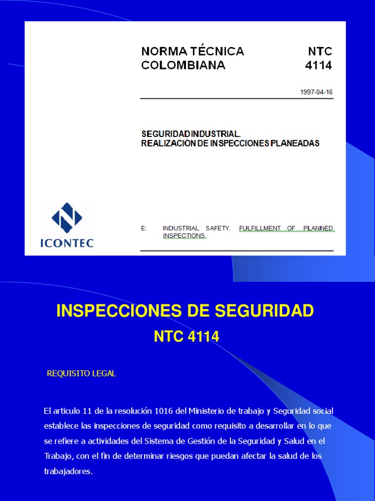 Inspecciones de Seguridad NTC 4114 | PDF | La seguridad | Riesgo