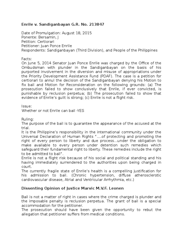 Enrile v sandiganbayan g r no 213847 pdf bail discretion