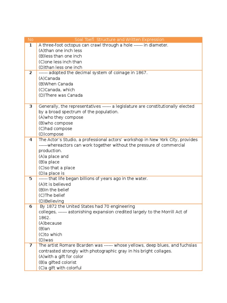 Yuk Mojok!: 14+ Contoh Soal Structure Toefl