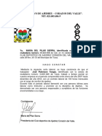Carta Laboral Del Club Deportivo de Ajedrez Corazon Del Valle