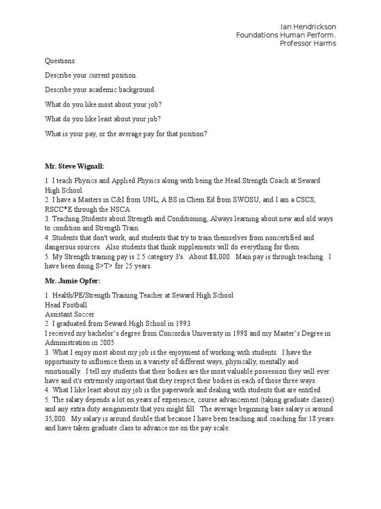 Professional Interview | PDF | Physical Education | Teachers