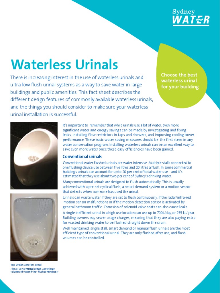 Waterless Urinals Review Sydney Australia PDF Plumbing Water