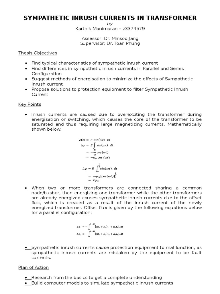 Sympathetic Inrush Currents in Transformer | PDF