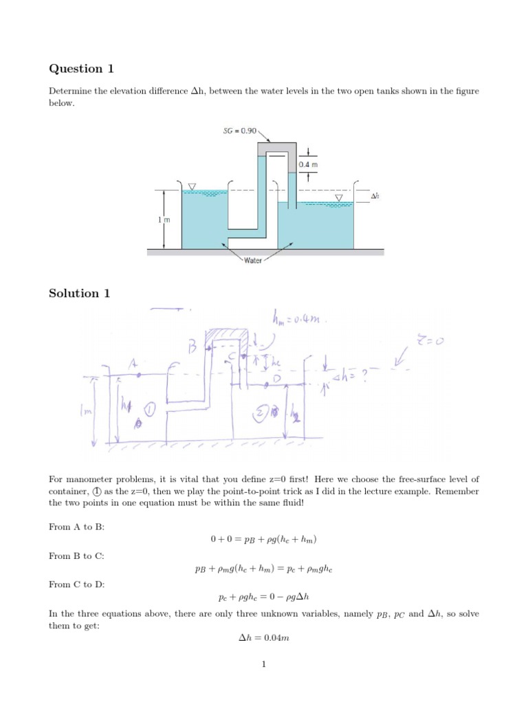 Fluid Mechanics Practice Questions With Solution Flow Measurement