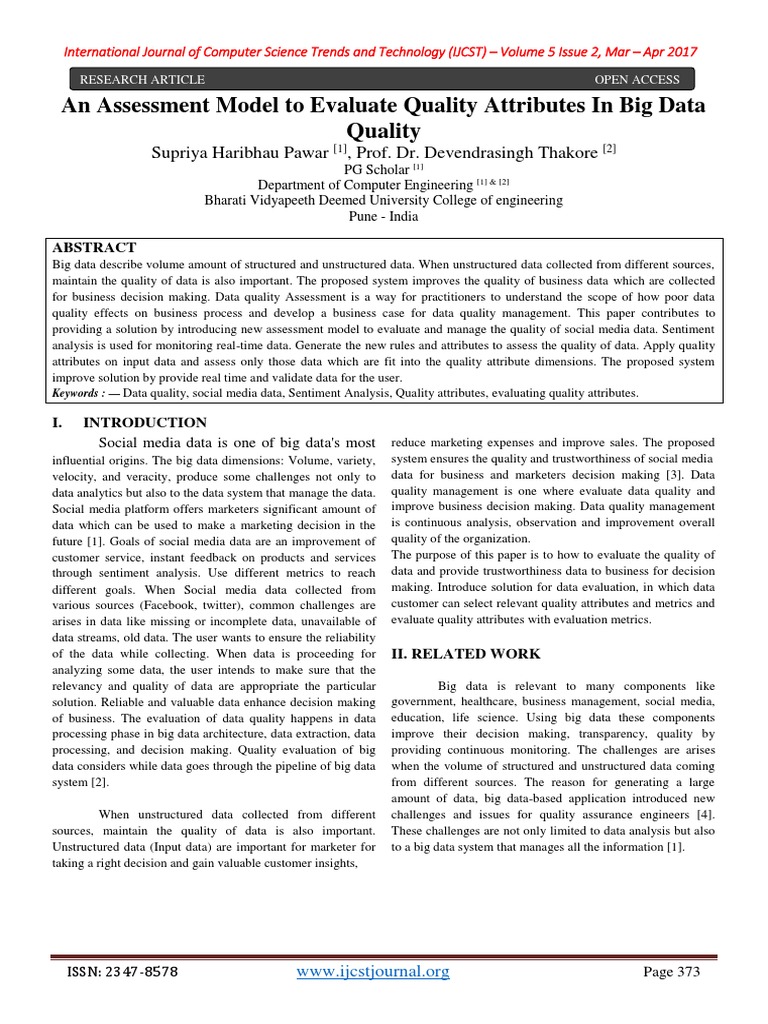 Evaluating Big Data Quality Attributes | PDF | Big Data | Data Quality