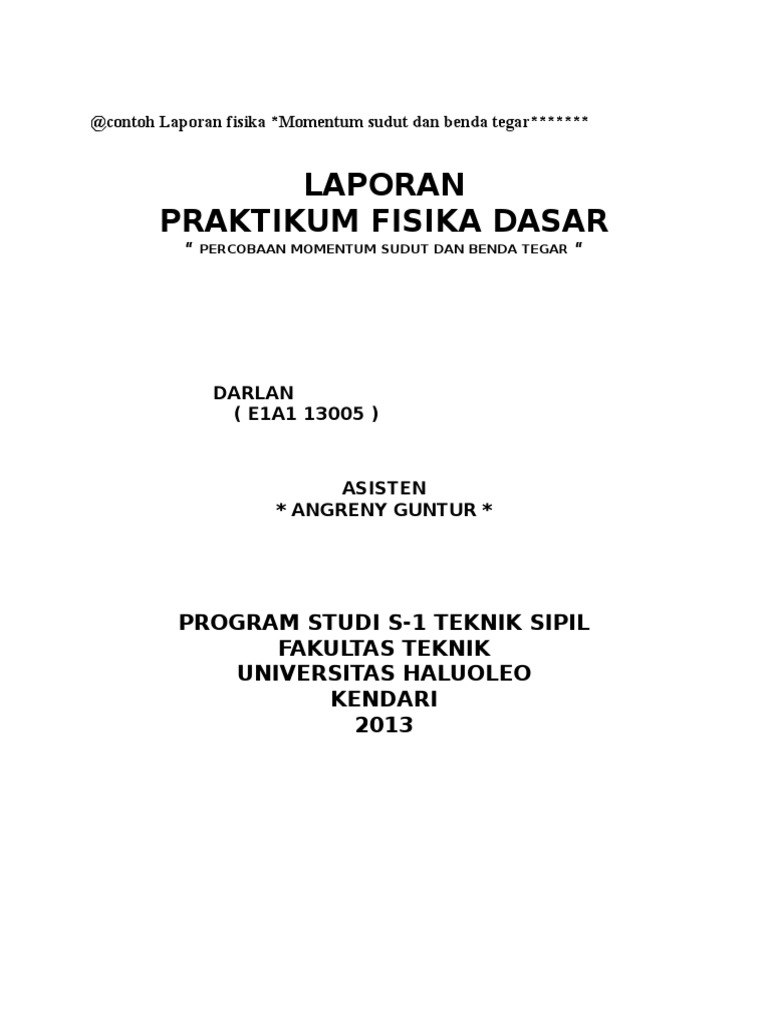 Contoh Laporan Fisika