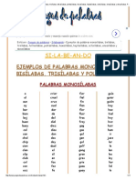 Ejemplos de Palabras Monosílabas, Bisílabas, Trisílabas, Tetrasílabas, Pentasílabas, Hexasílabas, Heptasílabas, Octosílabas, Eneasílabas y Decasílabas. Palabras Polisílabas