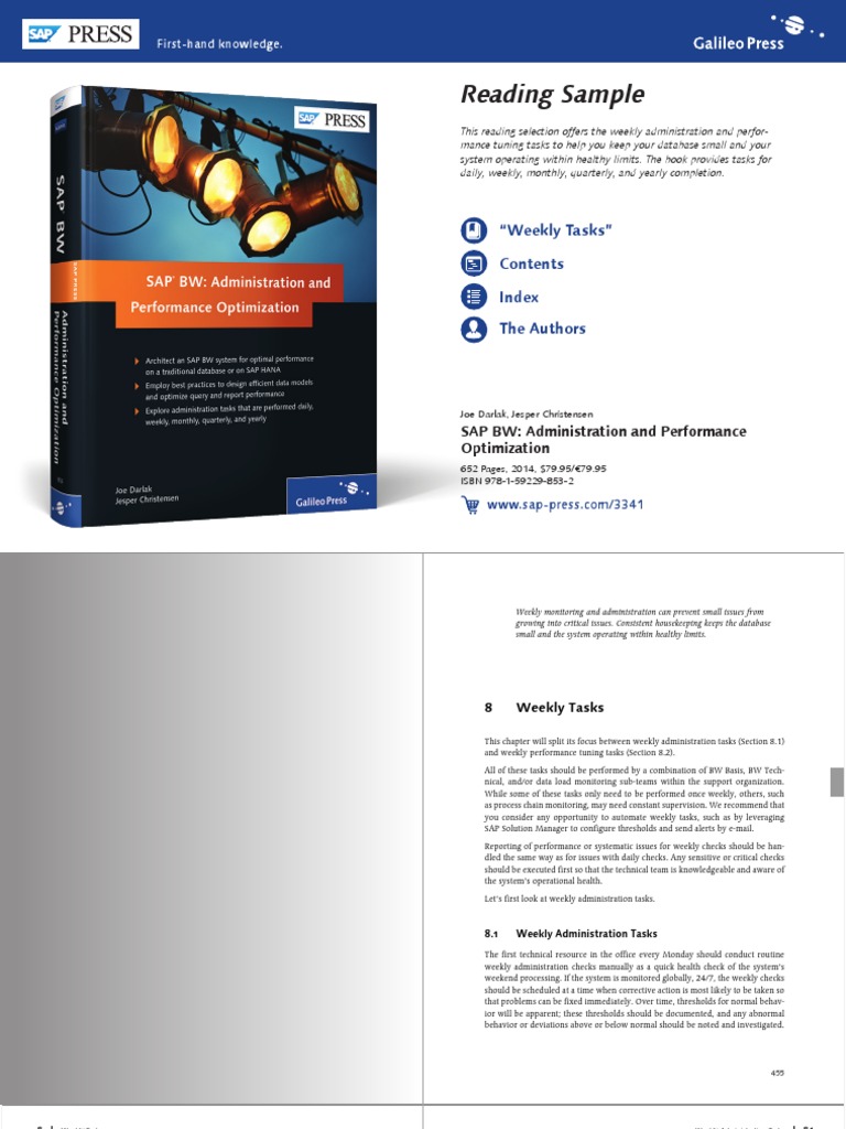 Reading Sample Sappress Sap BW Administration Performance Optimization ...
