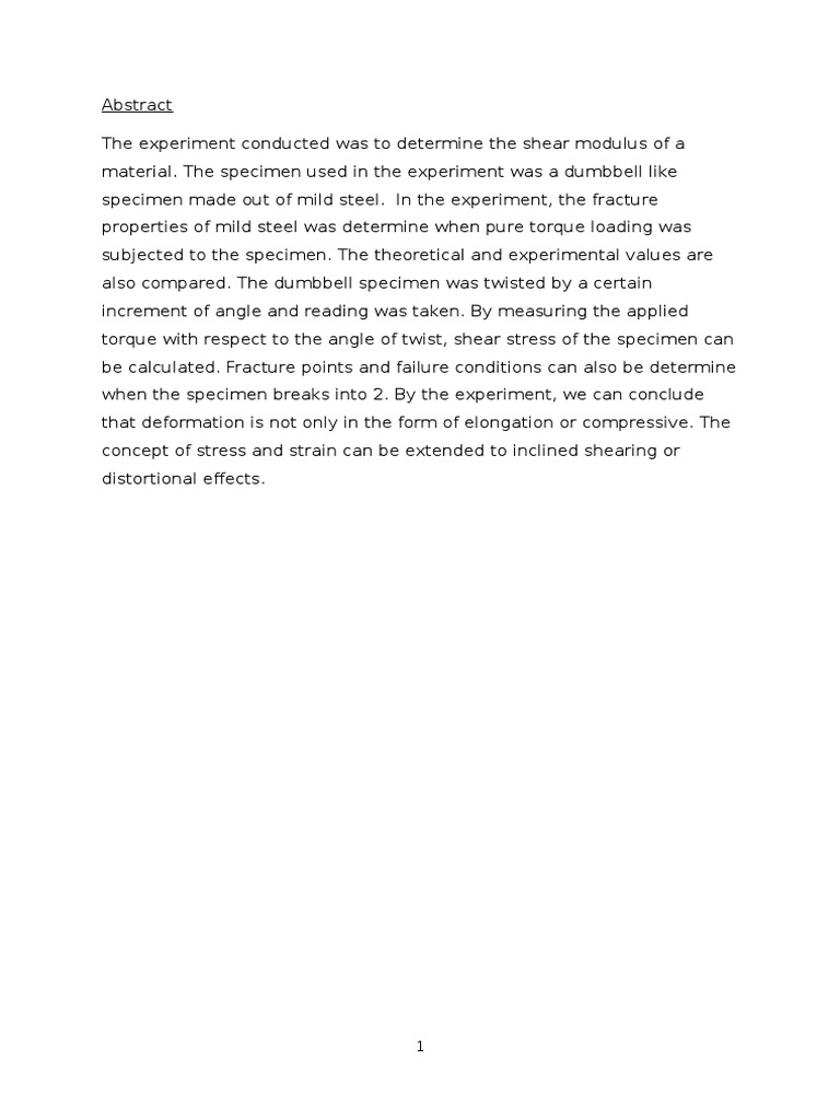 Torsion LAb Final Report PDF Stress (Mechanics) Deformation