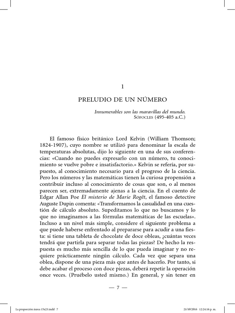 1 Cap1 La Proporcion Aurea MARIO LIVIO | PDF | Pi | Enseñanza de matemática